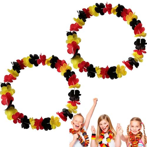 AYNKH 2 Stück Blumenkette Schwarz Rot Gelb, Deutschland Flagge Foto Requisiten Fanartikel Fußball Party Deko Geburtstag Zubehör Präsent