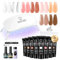 ROSALIND Kit Ongle Gel UV Complet 8*10ml, Poly Extension d'Ongles Avec Lampe UV, Base & Top Coat et Outils de Manucure, DIY Nail Art Pour Débutant