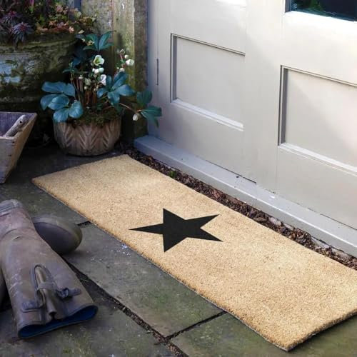 Artsy Mats - Star Double Door/Patio Coir Door Mat - Made from Tufted Coconut Fibre - Non-Slip Natural Rubber Backed Door Mats Indoor - Decorative Outdoor Mats, (120x40cm)