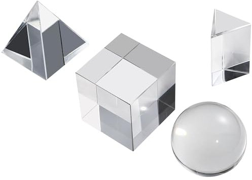 HDCRYSTALGIFTS 4 Pack 50mm K9 Optical Crystal Photography Prism Set with Wipe Cloth for Teaching, Playing, Photography