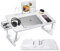 Sinbide Laptop Tisch, Klappbarer Laptoptisch, 72 * 40cm groß Desktop, Höhen Winkel verstellbar, Notebook Tisch mit 4 USB Ladeanschluss, mit Tablet-Aussparung, Trinkhalter, rutschfesten Füßen und Schub