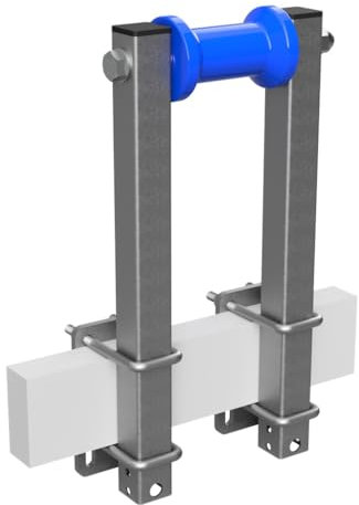 SUPROD Polyurethan Kielrolle mit Stützen Sliprolle Bootstrailer Sliphilfe Spulenform verzinkt B=125, L=450 mm, blau