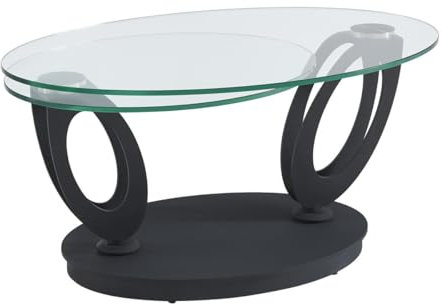 Vente-unique - Table Basse avec Plateaux pivotants en Verre trempé et métal - Transparent et Noir - MAYANI de Maison Céphy