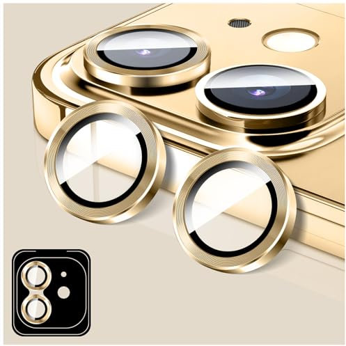 LucBuy Protecteur D'objectif D'appareil Photo Compatible avec iPhone 12/iPhone 12 Mini, Protecteur D'écran en Verre Trempé HD pour Appareil Photo, Anneaux Métalliques à Alignement Automatique