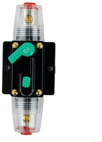 Besttoolifes Disjoncteur automatique, 12 V-48 V CC - Interrupteur de réinitialisation manuelle - Porte-fusible automatique - Bloc de fusible en ligne - Protection du système onduleur solaire (10 A)