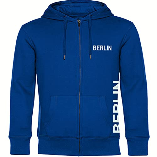 multifanshop Kapuzen Sweatshirt Jacke - Berlin blau - Brust & Seite