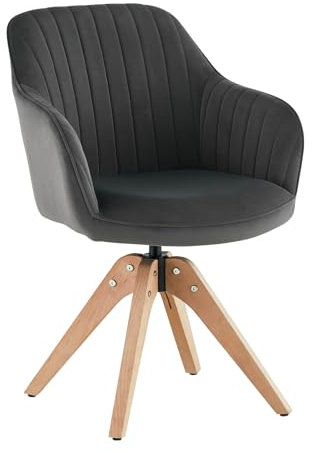 CLIPOP Drehbarer Design Stuhl Vintage Beige Buchenholz Beine Esszimmerstuhl Küchenstuhl Besucherstuhl Bürostuhl Wohnzimmerstuhl (Samt, Grau)