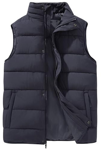 33,000ft Men's Puffer Vest Winter Quilted Gilet with 4 Pockets | Water Resistant, Windproof, Machine Washable, Warm, Breathable, for Casual Travel Hiking Cycling Camping