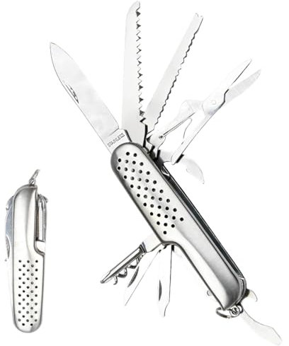 NHPY 1 Pièces 11 En 1 Couteau Suisse Enfant, Petit Couteau De Poche, Multitool, 11 Fonctions, Lame, Ouvre Boite, Tire Bouchon