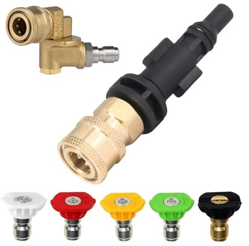 Embout adaptateur de pot en mousse haute pression 180° avec raccord rapide 1/4 pour nettoyeur à pression Lavor Sterwins VAX Parkside Champion