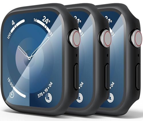 Confezione da 3 custodie rigide per Apple Watch serie 9 e serie 8/7, 45 mm, antiurto, antigraffio, cover di ricambio per iWatch 9/8/7