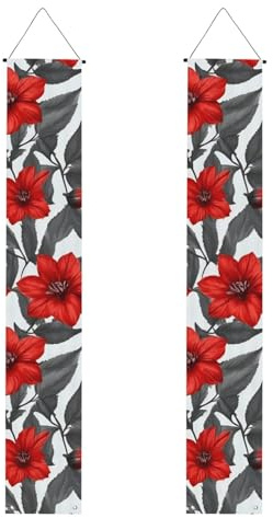 Banner mit roten Blumen und Blättern, Dekoration, festliches Ambiente, für jeden Anlass, Innen- und Außenbereich, Tür, Veranda, mehr