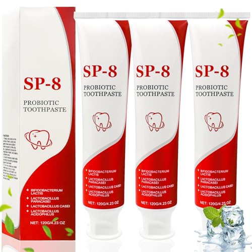 Toivize SP-8 Whitening Zahnpasta mit 8 Probiotika 3 * 120g | SP8 Zahnpasta für natürliche Zahnaufhellung, Entfernt Verfärbungen, Tiefenreinigung, Frischer Atem, Zahn- & Zahnfleischpflege