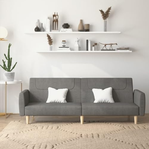 LoogCape Schlafsofa 2-Sitzer Dunkelgrau Stoff, Verwandlungssofa mit Holzrahmen, Schlafcouch für kleine Zimmer, Wohnzimmer, Gästezimmer, Heimkino, 220x84,5x69 cm