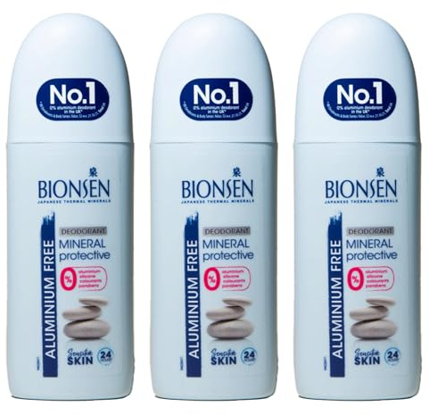 Bionsen Mineral Protective Pump Spray Deodorant, 0 Percent Aluminum, Paraben Free, All-Day Freshness for Sensitive Skin, 100ml, 3 Pack