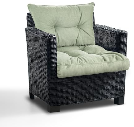 Best Wool Lounge Kissen für Rattan Gartenmöbel Set - Loungekissen für Stuhl - Hochwertiges Polypropylen - Inkl. Sitzkissen 50x50 + Rückenlehne 50x40