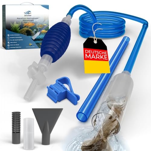 ZenoVel Mulmsauger Aquarium Set Kiesreiniger Bodensauger Teichschlammsauger für Wasserwechsel Mulmglocke Reinigung von Sand Pflanzen Deko Filter Zubehör inkl Schlauch Tank Cleaner