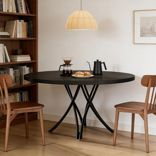 kozamas Petite table ronde 47 cm noire – Table d'appoint avec sacrum stable, peu encombrante pour salon, cuisine, bureau à domicile et balcon