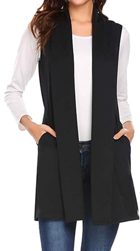 EFOFEI Donne di Colore Solido Open Front Cardigan Elegante Drappeggiato Gilet Soft Stretchy Cover Up Casual Senza Maniche Cardigan