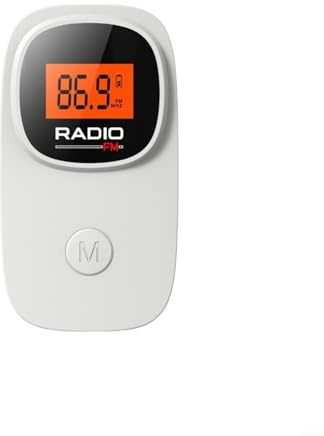 HomeVortex per mini radio FM tascabile, con display LCD retroilluminato, ricevitore AM/FM portatile in ABS, jack headph da 3,5 mm, per viaggi e uso domestico, compatto (bianco)