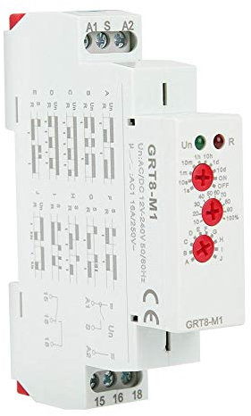 Relé de tiempo de retardo GRT8-M1 Multifuncional Relé de Retardo Montaje de riel DIN 35MM AC/DC 12V ~ 240V 50-60Hz