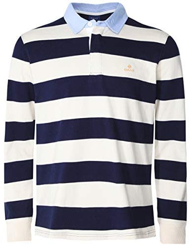 GANT Herren Barstreifen schweres Rugger-Shirt Creme XXL
