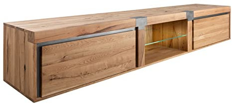 MASSIVMOEBEL24.DE | New Amsterdam TV-Board aus Massivholz #04 | Wildeiche/Zerreiche - Eiche Natur, geölt | Modern-Stil | 260x48x50 cm | massives TV Regal Lowboard