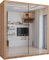 SLIDING WARDROBE 4U Double Mirror Sliding Door Wardrobe with LED LIGHT 90/120/150/180/203 (Oak, 203cm)
