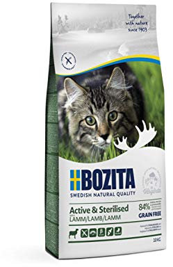 Bozita Active & Sterilised Katzentrockenfutter mit Lamm – 10 kg– getreidefreies Katzenfutter für sterilisierte, aktive Katzen – 33 % Protein, 20 % Fett – ohne Zucker & ohne Gentechnik