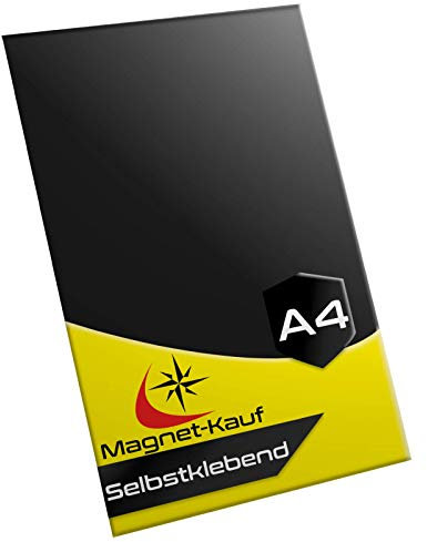 Magnetfolie DIN A4 Selbstklebend - Magnetband - Eisenfolie Magnet Eisen Folie zum Beschriften zum Schneiden Stanzen und Basteln [1 Stück] (Schwarz)