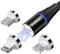 KamKorda 3 in 1 Magnetic Charging Cable – 2m Nylon Braided USB Charger, Lightning, USB C & Micro USB Connectors, Fast Charging Phone Charger, LED Magnetic Charger Cable