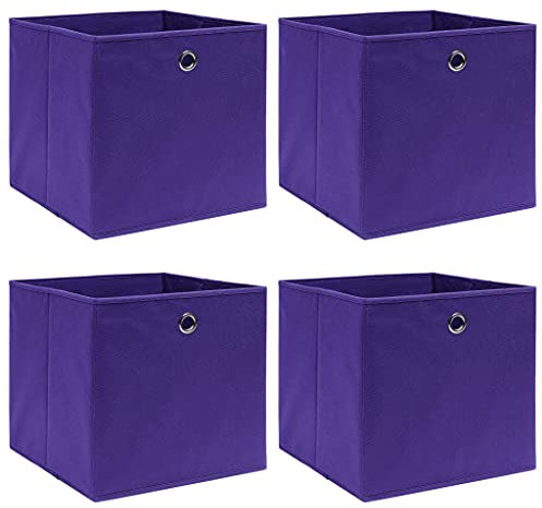 vidaXL 4X Aufbewahrungsbox Zusammenklappbar Spielkiste Regalkorb Faltkiste Korb Kinderbox Box Kiste Regalbox Staubox Lila 32×32×32cm Stoff