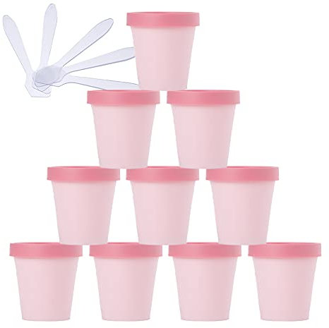 TIANZD 20 Pièces Pot Cosmétique en Plastique Rose de 200 ml avec Couvercle, Bol de Masque Pots de crème de vides contenant 200 g Pour des Produits Cosmétiques Boue de Masque avec Spatules