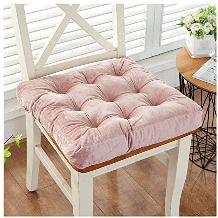JLWM Sitzkissen Einfarbig Samt, Sitzauflage Verdicken Sanft Bequem Stuhlkissen Für Zuhause Essensstuhl Fußboden Tatami Erkerfenster-Rosa-45x45cm