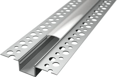 Profil en aluminium de 2 m encastré escamotable en plâtre pour bande à LED, coque mate (Alfa SMALL)