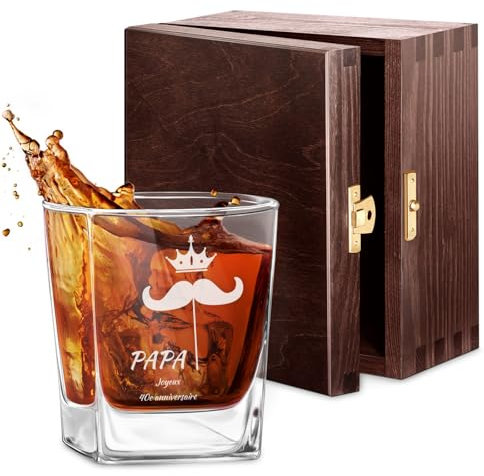 Maverton 250ml Verre à whisky personnalisé pour lui - Cadeau d’anniversaire - Verre classique pour les connaisseurs de whisky - Un cadeau personnalisé pour homme - Papa