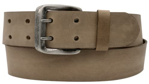 AnnaMatoni Gürtel Vollleder Ledergürtel Mit Doppeldorn Schließe im Vintage Look Herren Vollrindleder 4,5cm breit ECHT LEDER (TW90 - Taupe 600)