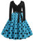 EFOFEI Damen Cocktail Partykleid Polka Dot Vintage Retro Rockabilly Kleider Valentinstag Spitze Druck Abend Party Dress Blau S