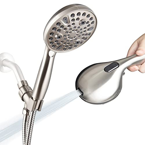 Soffione doccia portatile ad alta pressione, soffione doccia a 10 impostazioni, set di soffione staccabile da 1,5 cm, con tubo flessibile da 1,5 m, staffa regolabile e lavaggio elettrico integrato
