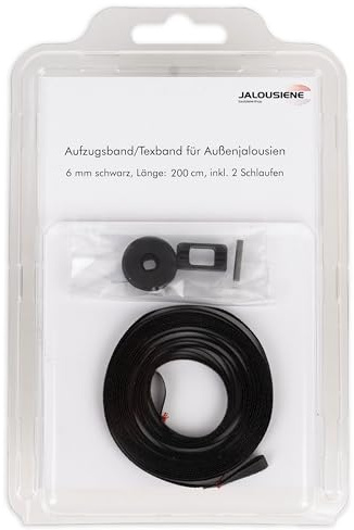 Jalousie Warema Reparatur Set inklusive Texband, Endgummi und Texbandhalter (Schwarz 200cm)