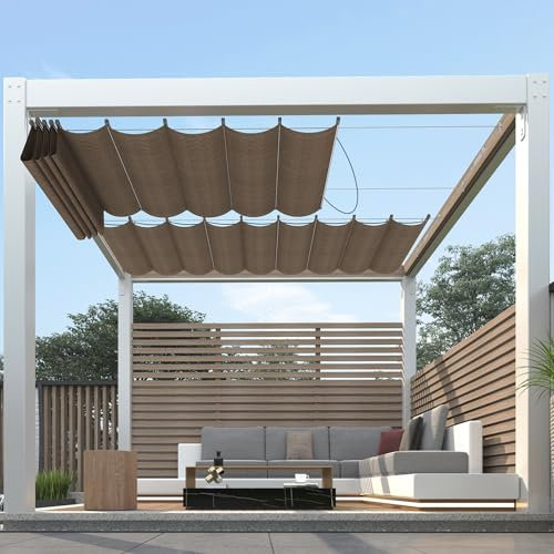 FLORALEAF Copertura per pergola retrattile di ricambio per pergola, 9,6 x 30,5 cm, con accessori per cavi, per esterni, patio, veranda, garage, terrazza, cortile, tenda