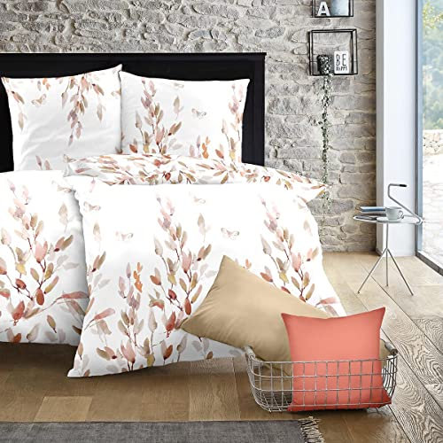 Dormisette Mako-Satin Bettwäsche Vadso rost 1 Bettbezug 155 x 220 cm + 1 Kissenbezug 80 x 80 cm