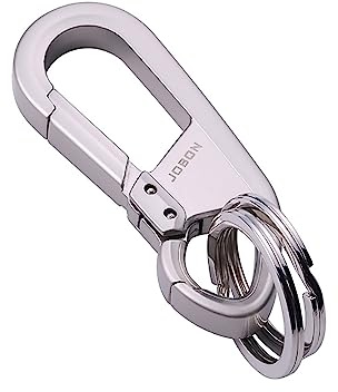Upscale Zinc Alloy Key Chains, Heavy Duty Metal Key Ring, Quick Release Car Keyring with 2 Rings, Double Clips Type Keychain, Key Chain Fobs for Men and Women (Gun Black/Silver)