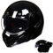 ILM Klapphelm Motorradhelm Integralhelm Herren Damen ATV UTV mit 180° Umkehrbarer Kinnschutz ECE22.06 Model-B707,Schwarzer Glanz, M