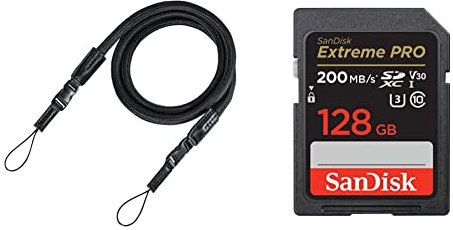 Hama Kameragurt mit Schnellverschluss schwarz & SanDisk Extreme PRO SDXC UHS-I Speicherkarte 128 GB (V30