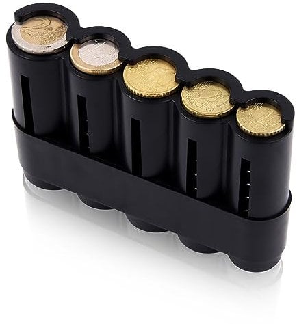 Münzbox - Münzspender Euro mit 5 Fächern - Münzsortierer mit Schnell-Fixierung, coin holder, münzen aufbewahrun, kleingeld aufbewahrung - Aus Kunststoff
