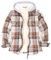 ZENTHACE Damen Kapuzen-Flanellhemd-Jacke, Sherpa-gefüttert, durchgehender Reißverschluss, Herbst, Winter, kariert, Khaki, M