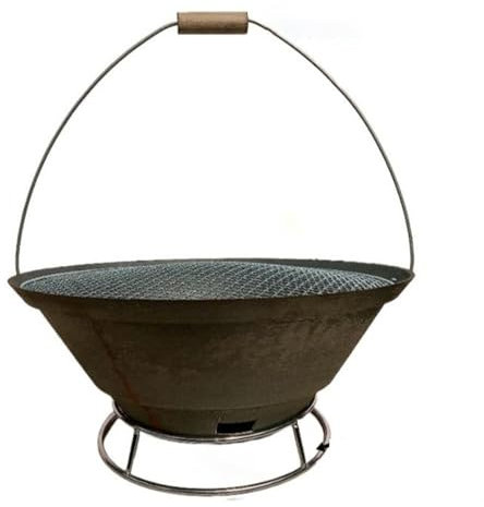 Feuerstelle mit Eisenrost am Boden, in DREI Größen erhältlich, geeignet für Winterwärme, Grill (Medium)