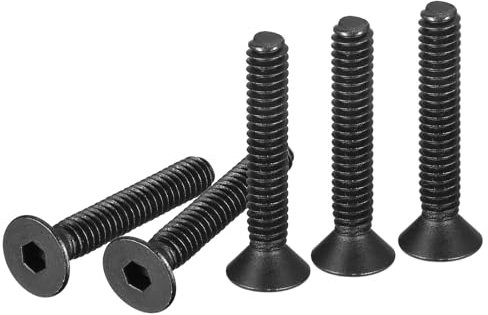 DTGN Tornillos de Cabeza Avellanada Hexagonal de Acero al Carbono con Recubrimiento de Óxido Negro, Rosca Completa, Paquete de 20, 1/4-20x1-1/2