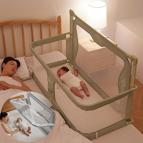 3 en 1 Berceau Cododo pour Bébé, berceau bébé evolutif, Hauteur Réglable, lit pliant bébé, Lit Cododo de Bébé avec Moustiquaire, fenêtre en maille respirante et visible, pour Les Bébés de 1 à 36 Mois